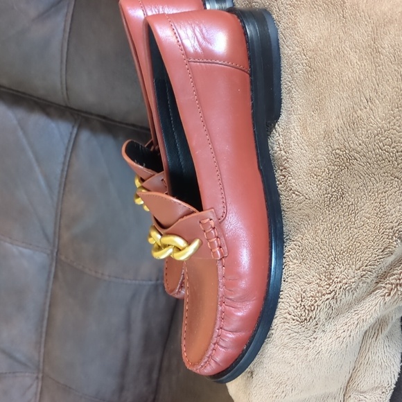 COACH Logo Jess Loafer Rust Women 6B Academia Preppy Slip On Leather Career - Picture 3 of 8